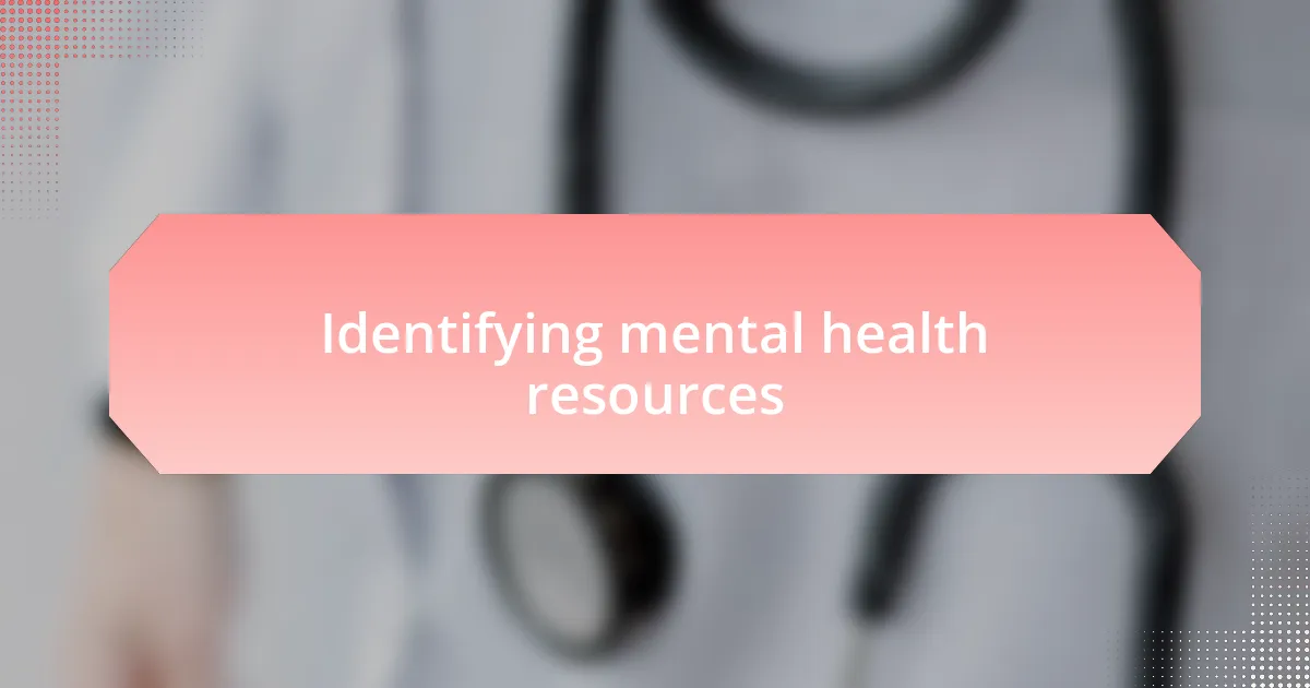 Identifying mental health resources