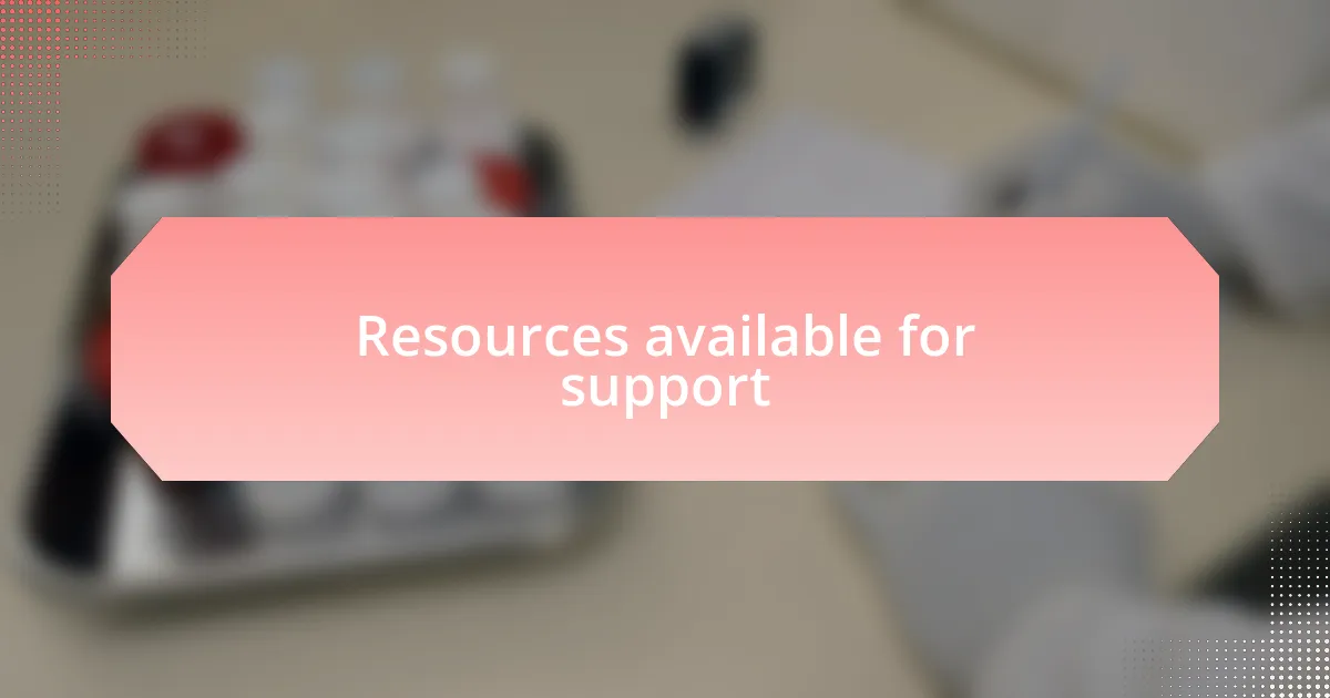 Resources available for support